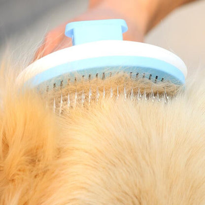 "Ultimate Pet Grooming Tool: Stainless Steel Automatic Hair Removal Comb for Dogs and Cats"