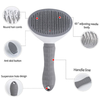 "Ultimate Pet Grooming Tool: Stainless Steel Automatic Hair Removal Comb for Dogs and Cats"