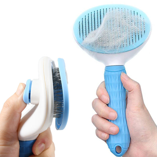 "Ultimate Pet Grooming Tool: Stainless Steel Automatic Hair Removal Comb for Dogs and Cats"