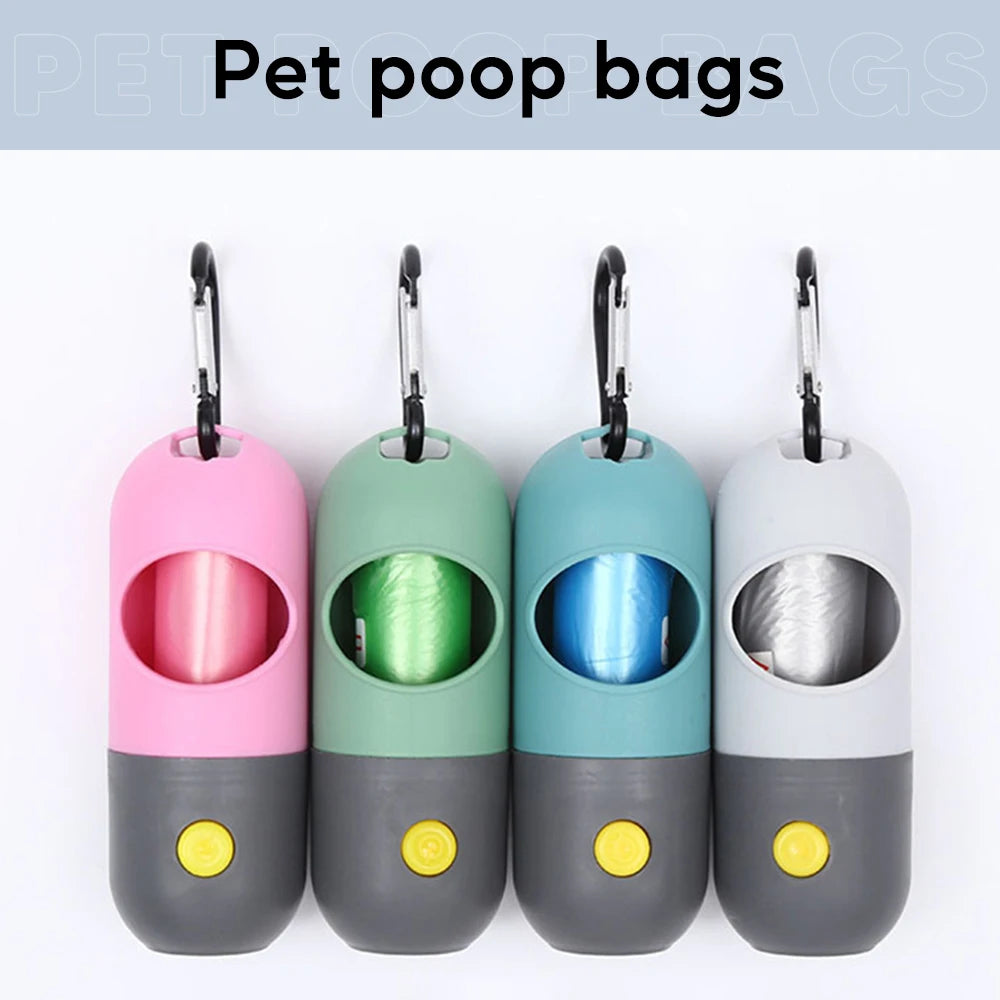 "Light-Up Dog Waste Bag Dispenser: Eco-Friendly Outdoor Pet Clean-Up Kit"