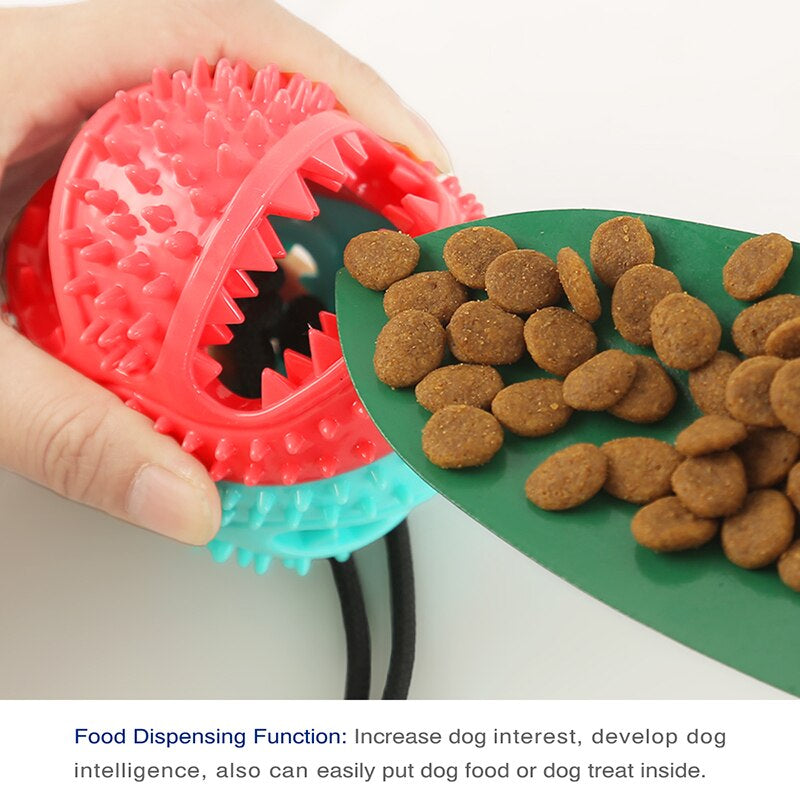 "Interactive Suction Cup Dog Toy with Slow Feeder and Chew Rope - Perfect for Large Breeds like Golden Retrievers!"