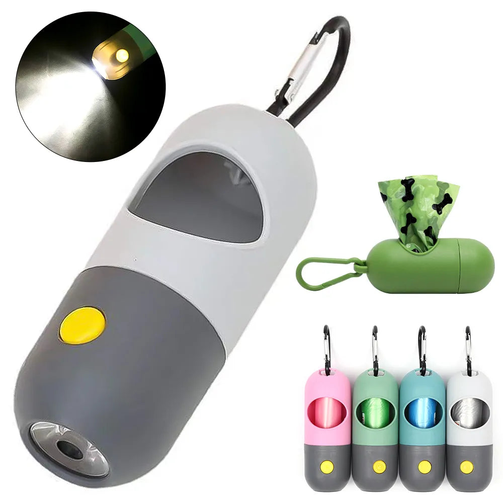 "Light-Up Dog Waste Bag Dispenser: Eco-Friendly Outdoor Pet Clean-Up Kit"